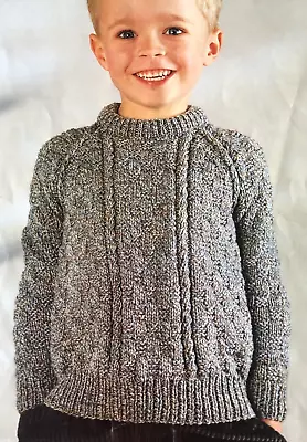 KNITTING PATTERN BOYS GIRLS  2 - 10 Yrs EASY KNIT JUMPER DK Patt 22 - 30  - 58. • £2.15