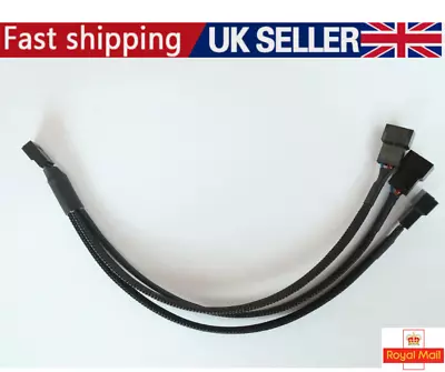 1 To 3 Way Splitter Sleeved 4-Pin PWM Connector Fan Extension Cable UK SELLER • £3.99