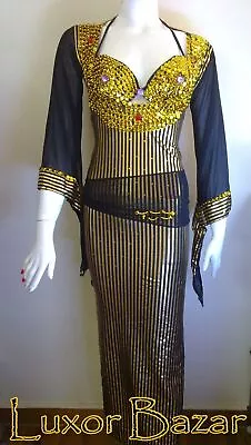 Egyptian Belly Dance Costume Saidi Dress Baladi Galabeya Fallahi Abaya Gypsy • £24.66