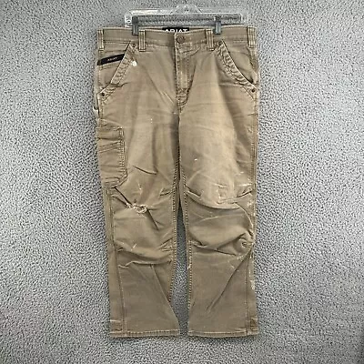 Ariat M4 Jeans Mens 34x30 Fit 36x30 Beige Boot Low Rise Denim Carpenter Pants • $11.99