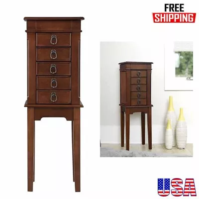 Vintage Jewelry Armoire Cabinet Storage Organizer W/ Drawers Chest Freestanding • $134.99