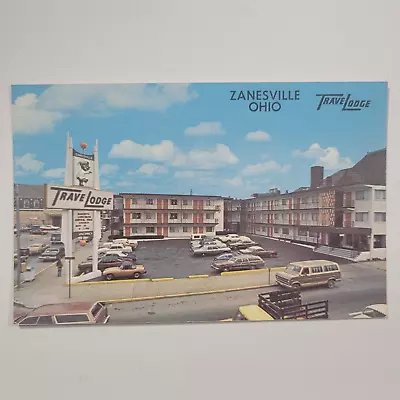 Travelodge Zanesville Ohio OH Vintage Chrome Postcard Old Cars Street View • $4.75