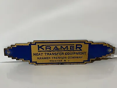 Vintage Kramer Meat Transfer Equipment KramerTrenton Company NJ Metal Emblem • $36