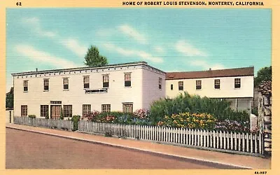 Postcard CA Monterey Robert Louis Stevenson Home 1934 Linen Vintage PC J404 • $4