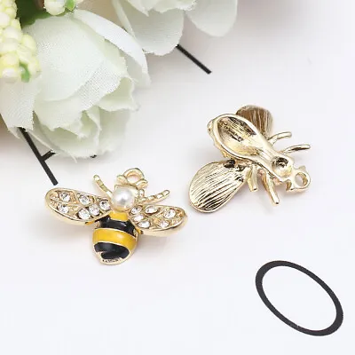 £5.35 • Buy 5 X Gold Plated Yellow Bumble Bee Charms With Rhinestones & Imitation Pearl