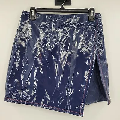 Zerina Akers | Women's Vinyl Mini Skirt Navy Blue | Large • $16