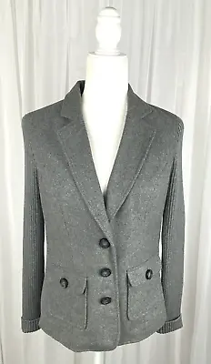 Cabi Women's Sz Small Gray 3 Button Jacket Style 119 Ribbed Knit Back/Sleeves • $4.98