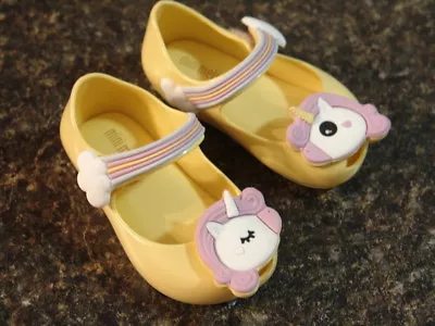  NEW Mini Melissa Ultragirl Unicorn In Yellow - Toddler Size 5-12 • $32.50