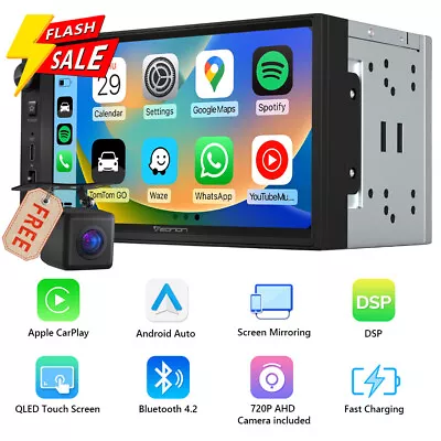 CAM+7  QLED 2 Din Car Stereo Radio Head Unit DSP FM RDS AUX CarPlay Android Auto • $170.99