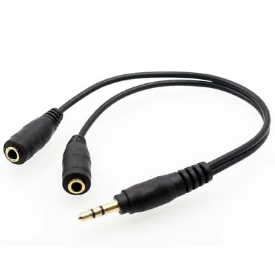 £2.15 • Buy Black Stereo Audio Splitter GOLD 3.5mm JACK Male To 2 Dual Female Y-Cable Lead