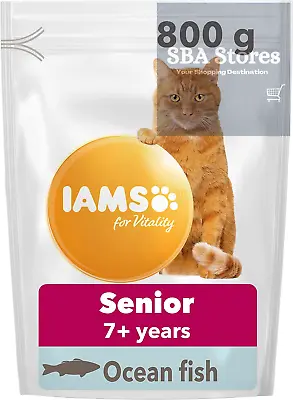 IAMS Complete Dry Cat Food For Senior 7+ Cats With Ocean Fish 800 G • £6.10