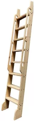 DIYHD Unfinished Rolling Library Wooden Step Ladder With Glab Handle • $320