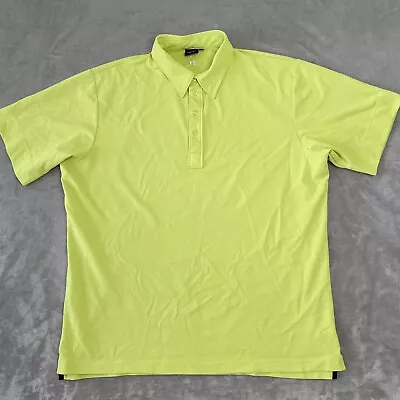 J Lindeberg OC Performance Golf Polo Shirt Men 2XL Lime Green Logo Short Sleeve • $26.64