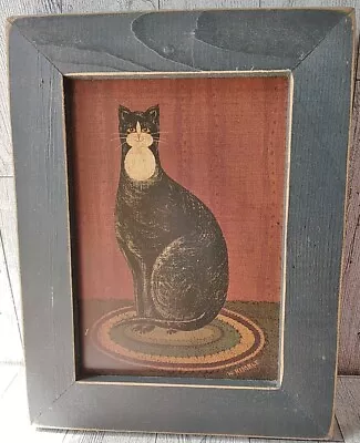 $17.60 • Buy Warren Kimble Folk Art Black Cat Framed Print Wooden Frame 7 X 9 Vintage