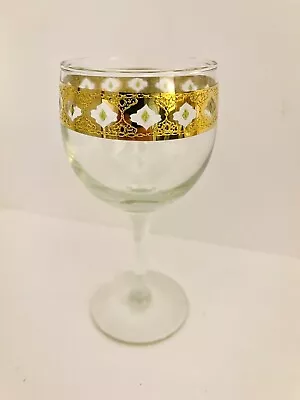 Vintage | Culver Valencia Cordial | 22K Gold | Wine Glass | Green Accent • $15