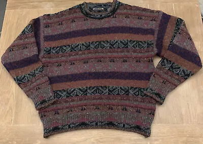 Vintage New River For J Riggings Men's Wool Blend Multicolor Grunge Sweater Sz L • $29.99