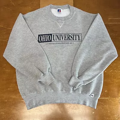 Vintage Ohio Bobcats Sweatshirt Mens Large Gray Fleece Russell Athletic USA • $23.76