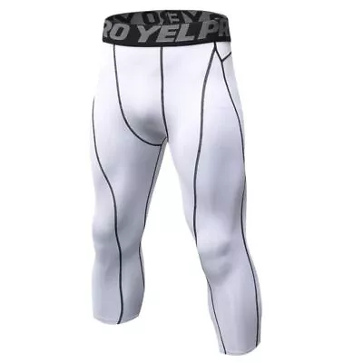 Men Sport Gym Thermal Pant Compression Base Layer 3/4 Leggings Running Fitness • $14.99