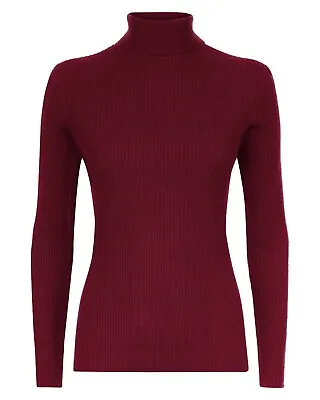 Women / Ladies Ribbed Long Sleeves Polo Neck Funnel Turtle  Jumper Top UK 8-26 • £9.49