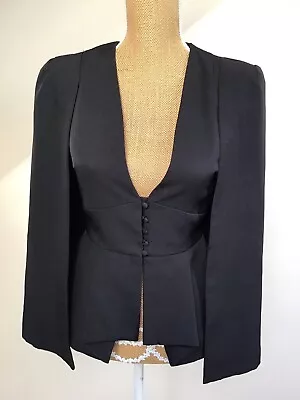 Lavish Alice Collarless Cape Blazer Size 6 Button Up Front • £16.88