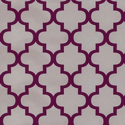 Exclusive Moroccan Trellis Velvet Wallpaper Damask  Flock  Purple Grey J114 • £19.99