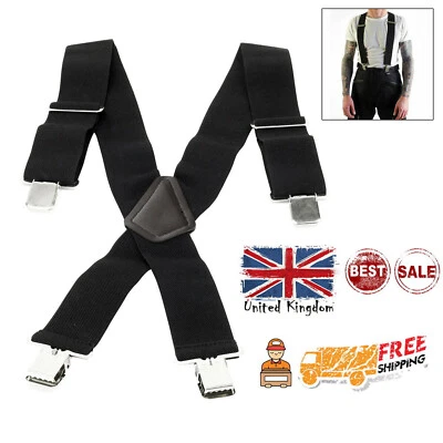 £9.49 • Buy Mens Motorcycle Ride Heavy Duty Work Trouser Braces Y Shape Elasticated Black UK