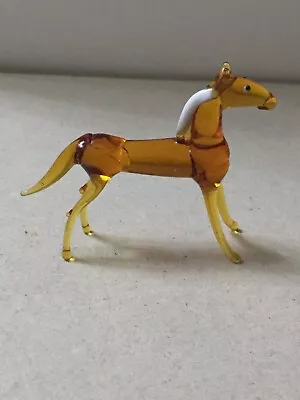 Murano GlassBimini Glass:Amber Glass 2” High Horse FigureHorse Ornament • £6.50