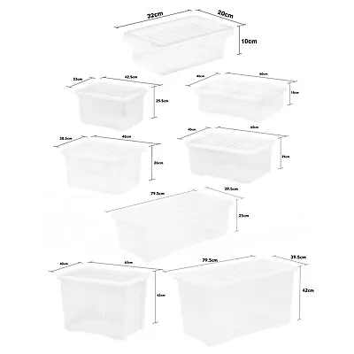 Plastic Clear Storage Box Clip Lid Nestable Stackable Container Home Office - UK • £13.79