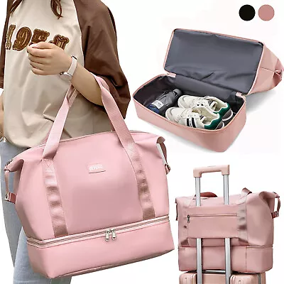 Women Ladies Gym Bag Large Holdall Bag Weekend Travel Sports Duffle Bags Luggage • £10.99