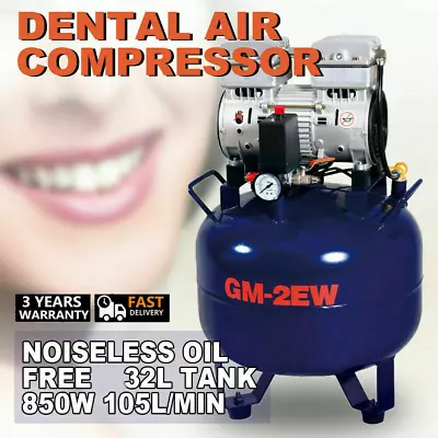 NEW Dental Medical Air Compressor Silence Compress Oilless 32L Volume Noiseless • $370