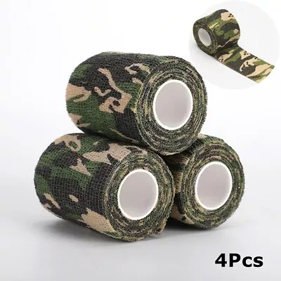 4Pcs Self-adhesive Army Camouflage Hunting Rifle Wrap Camo Bandage Stealth Tape • £6.39