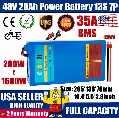 48V 20AH Li-ion Battery Pack ≤1500W EBike Scooter Electric Bicycles Motor 13s7p • $225