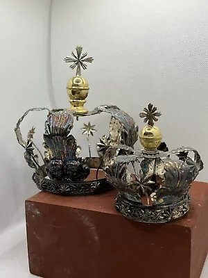 Couple Crown Imperial Silver For Statue Sacred Art Sculpture 58/95 Madonna • $1677.69