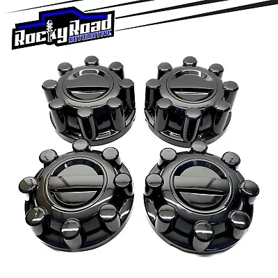 Set Of 4 Gloss Black Center Wheel Hub Caps For 17-23 Ford F-250 F-350 Super Duty • $149.99