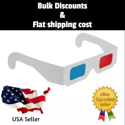 1 Pair Of 3D Glasses Red Cyan/Blue Universal Cardboard Paper For Movie & Card • $0.99