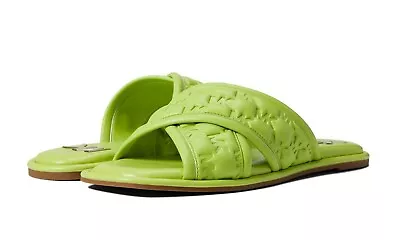 Michael Kors Women's Gideon Puffy Embossed Logo Slide Bright Limeade US 5 M • $70