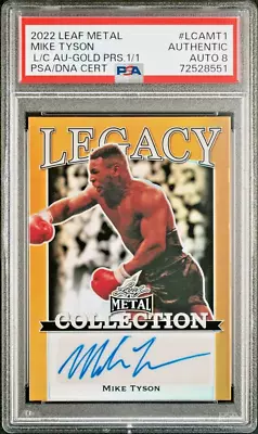 Mike Tyson 2022 Leaf Metal Legacy Collection Autograph Gold 1/1 - PSA Auto 8 • $599.95