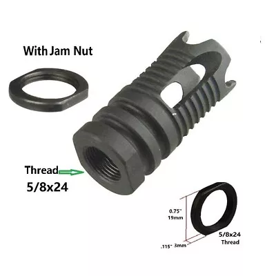 All Steel 5/8x24 Right Hand Thread Compensator Muzzle Brake Compatible 7.62 X 39 • $19.99