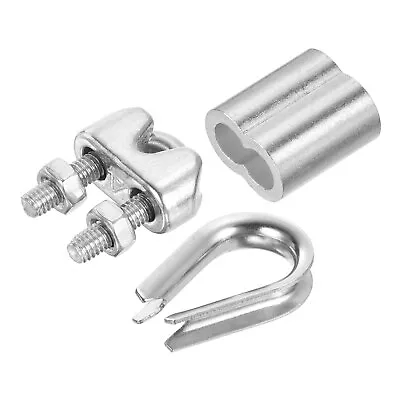 5/32  Wire Rope Kit 24 Pack M4 Stainless Steel Thimbles & Clamps Crimping Loop • $28.43