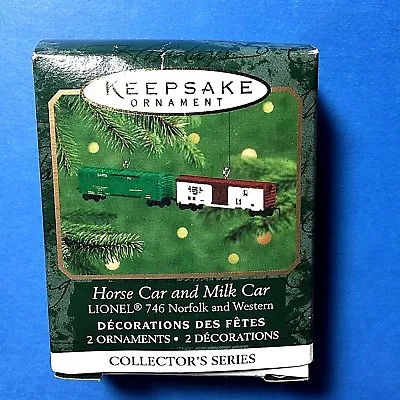 Hallmark  Horse Car And Milk Car  Miniature Train Ornament 2000 • $8.25