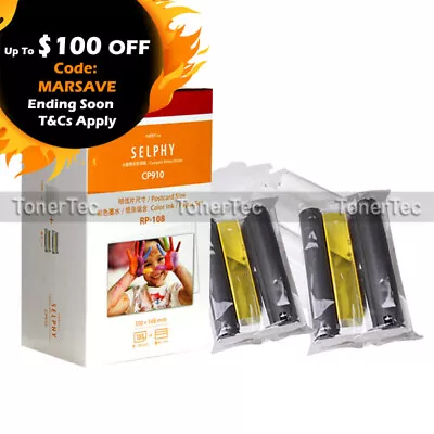 Canon Genuine RP108 High Yield Ink+Paper Set  Selphy CP1300/CP1200/CP910 (108xP) • $54.73