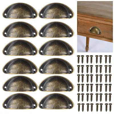 $6.47 • Buy 6PCS Cupboard Door Cabinet Cup Drawer Furniture Retro Antique Pull Shell Handle