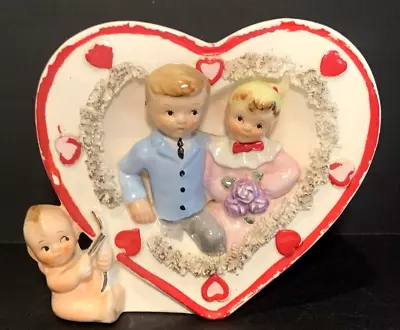 Vtg 1950s Relpo Boy Girl Cupid Heart Planter Valentine Mid Century Rare # A1036 • $149.99