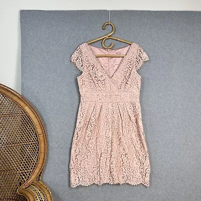 $39 • Buy Review Dress Size 14 L Pink Lace Cocktail Party Occasion 