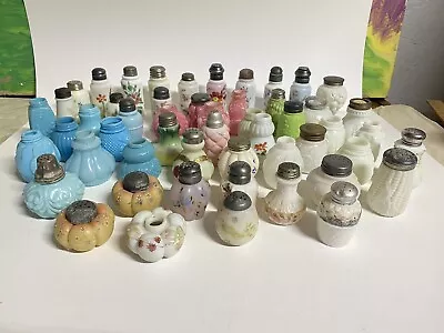 Lot Of 52 Antique Victorian Glass Salt Shakers Mt Washington Corn Wavecrest Etc • $288