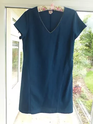 £14.99 • Buy Miss Captain Tortue Blue V-Neck Shift Dress SIze EU 44 UK 16