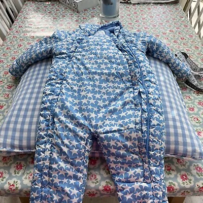 M & S Baby Boy All In One Blue Star Snowsuit 12-18 Months. In Ex Condition. • £18