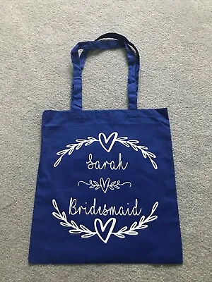 £4.95 • Buy Personalised Bridesmaid Bride Wedding Gift Canvas Tote Shopper Bag 