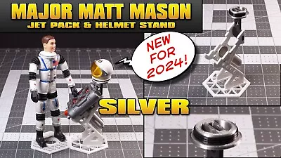 Major Matt Mason Jet Pack And Helmet Display Stand  White/Silver  New!! • $16