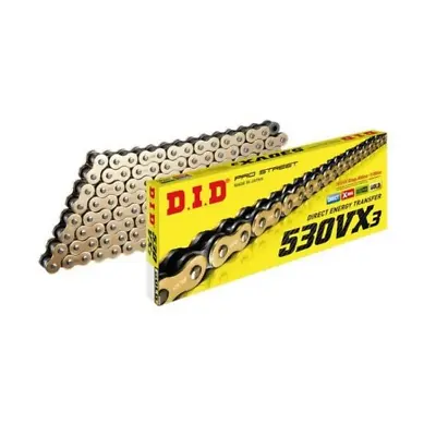 DID Heavy Duty Performance X-Ring Gold Motorcycle Chain 530VX 530 VX 120 L LINKS • £91.99